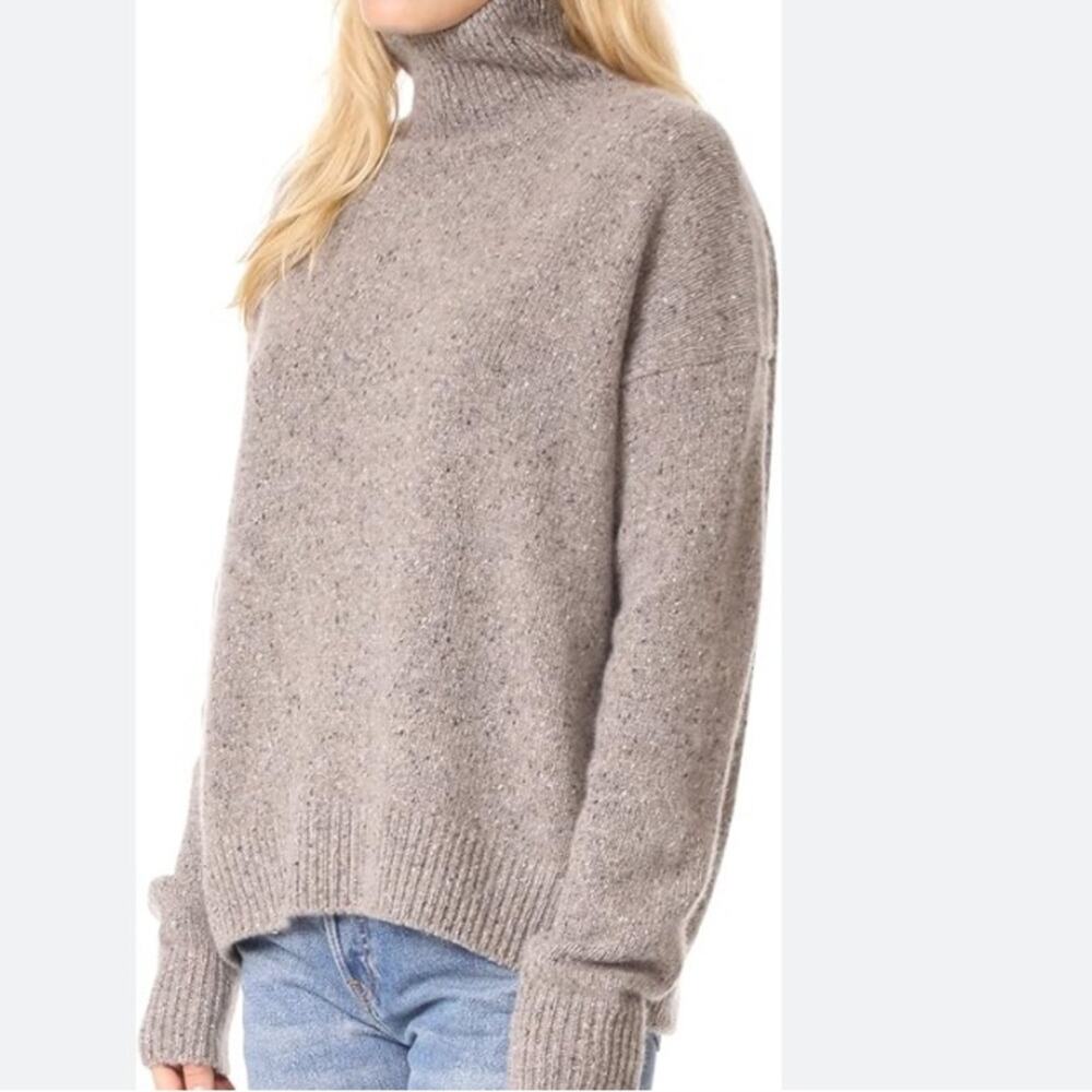 Vince Cashmere Fleck Turtleneck Sweater Taupe Ash size Small - Picture 3 of 11